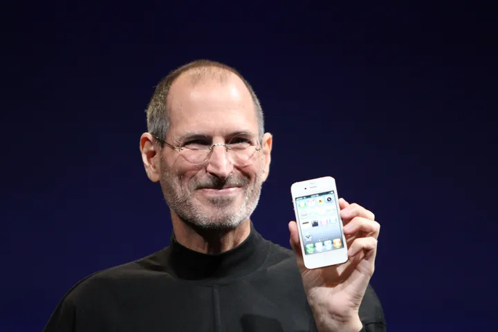 Steve Jobs presenting the iPhone 4 in 2010.