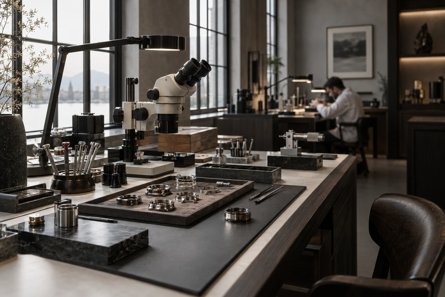 An original visualization of a watchmaking design studio