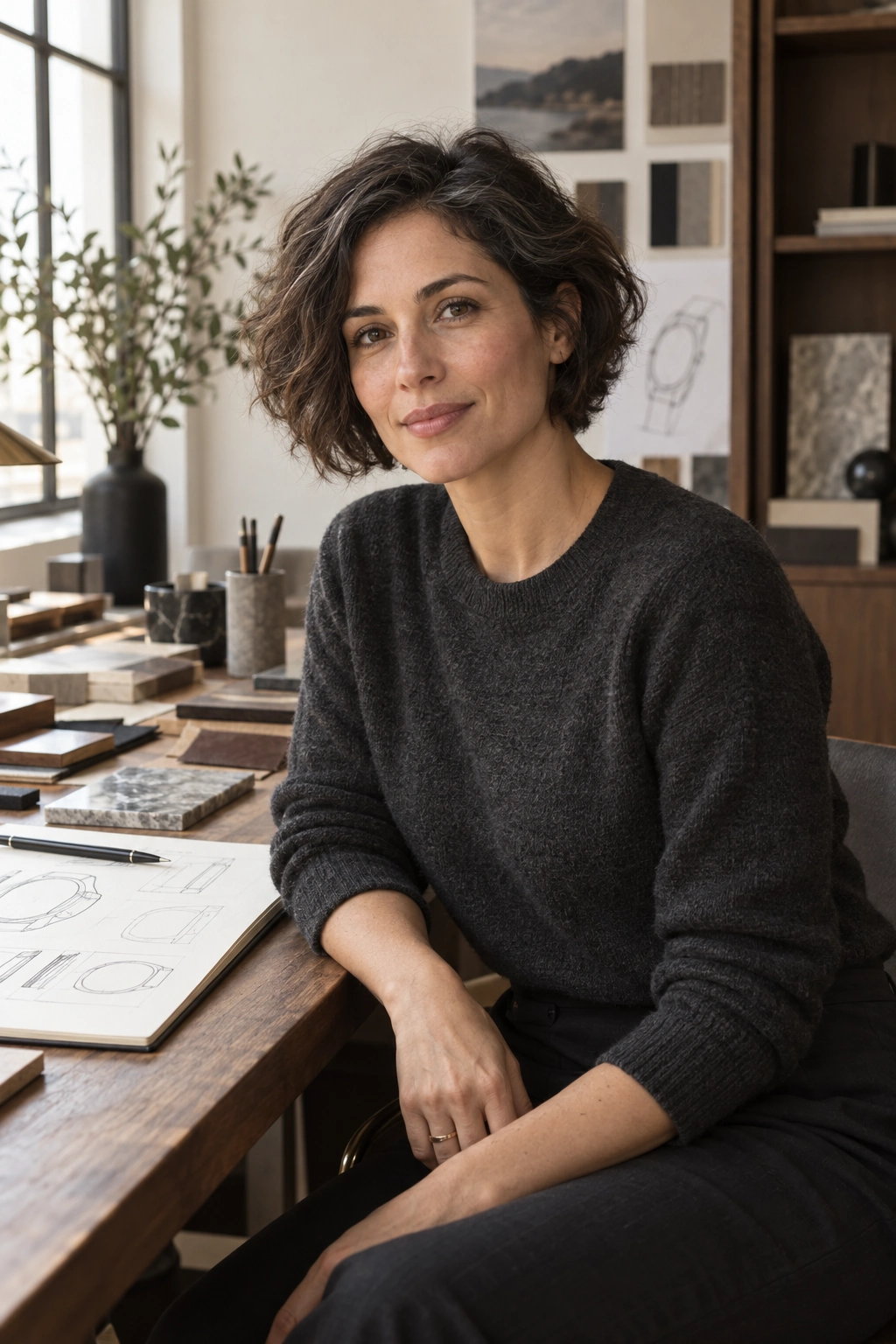 AI-generated portrait of fictional Design director Camille Morel