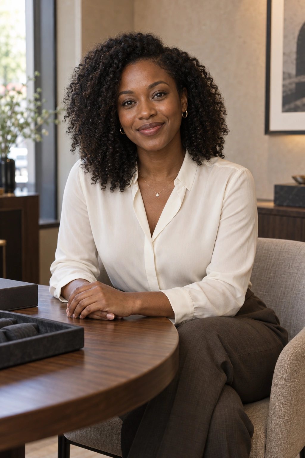 AI-generated portrait of fictional Client experience specialist Amara Ellis