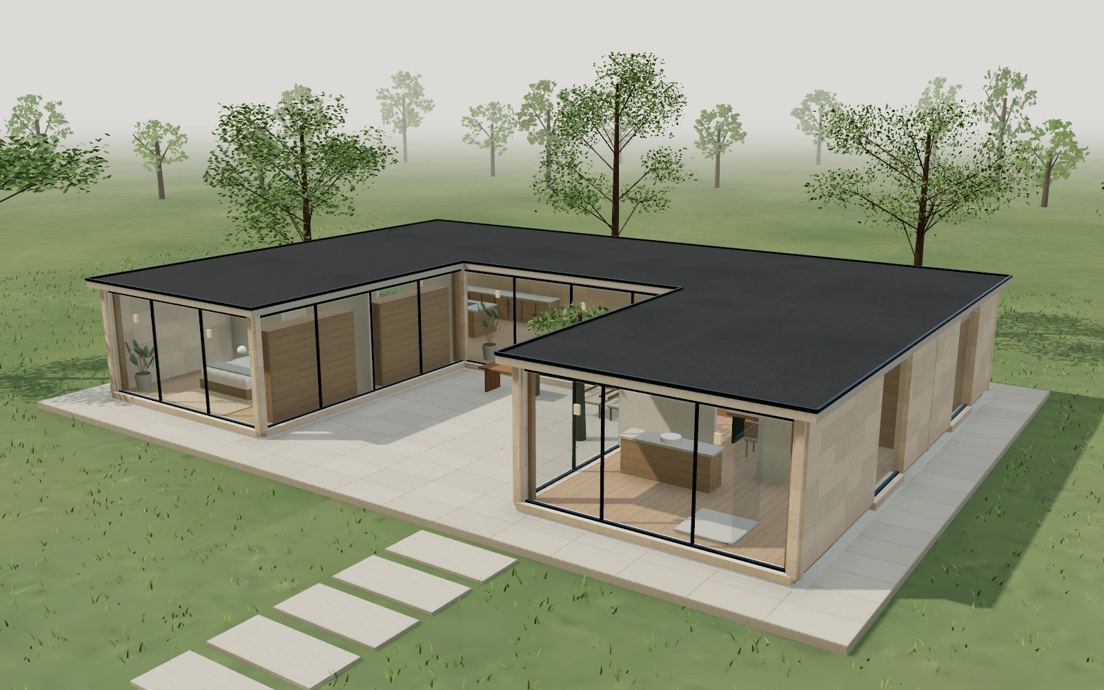 The Courtyard, a single-story home surrounding a private garden