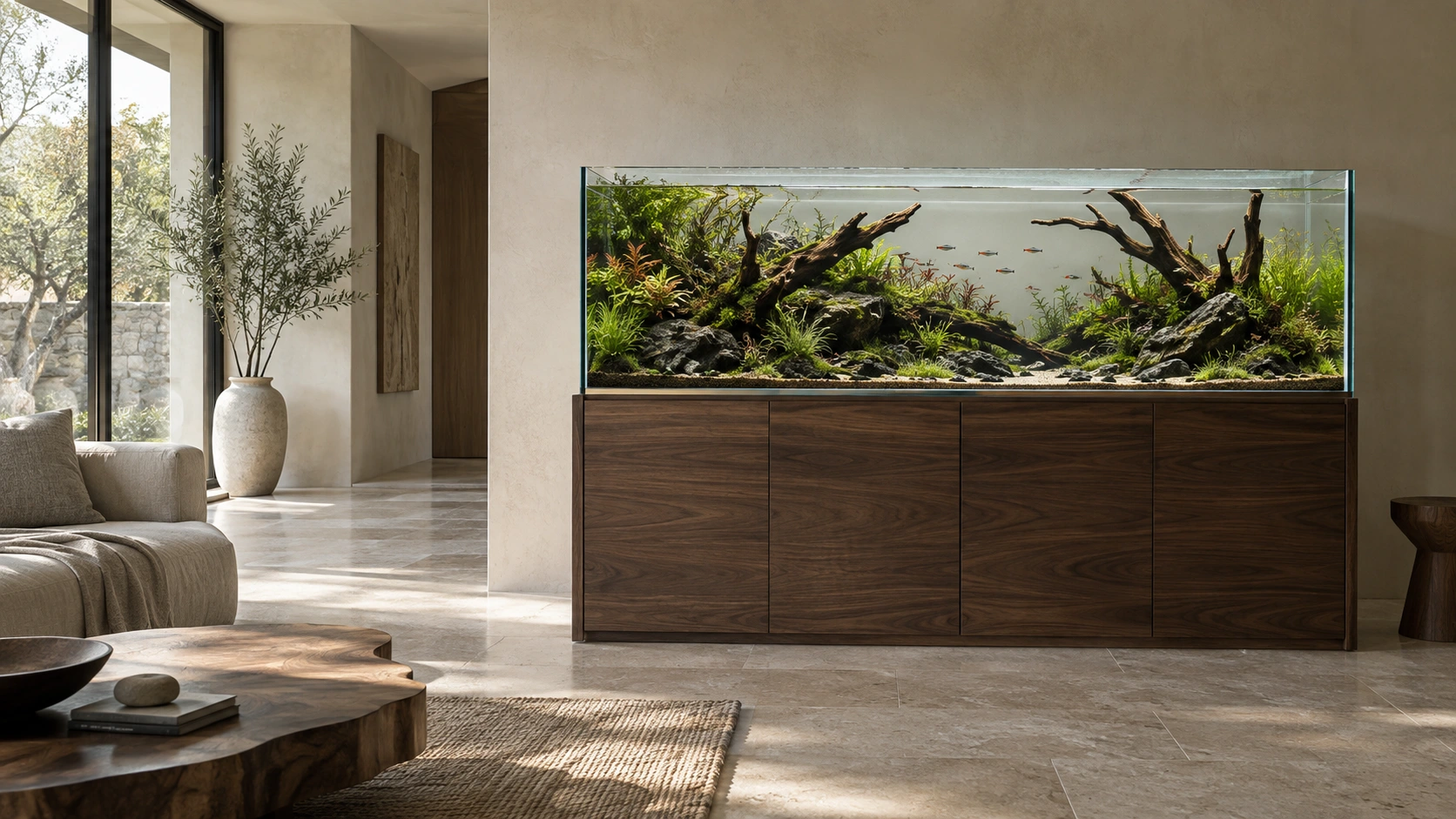 The Living Wall aquarium inspiration in a furnished home