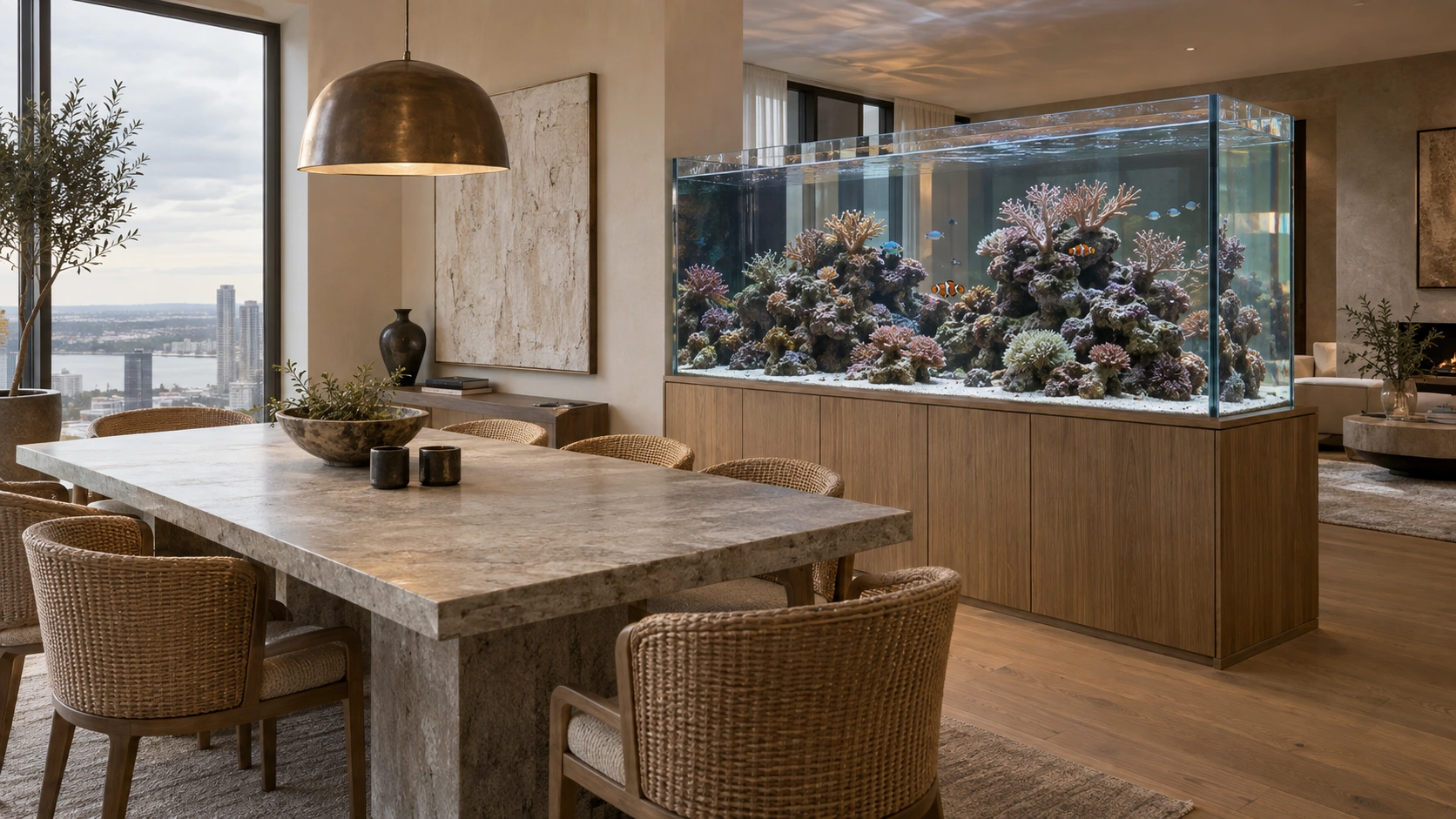 The Room Divider aquarium inspiration in a furnished home