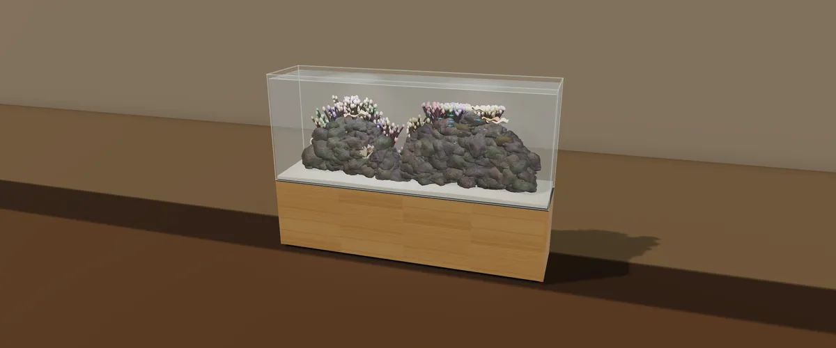 The aquarium in its room, with space left above it and in front of it