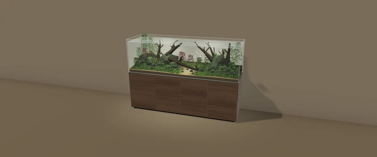 The aquarium in its room, with space left above it and in front of it